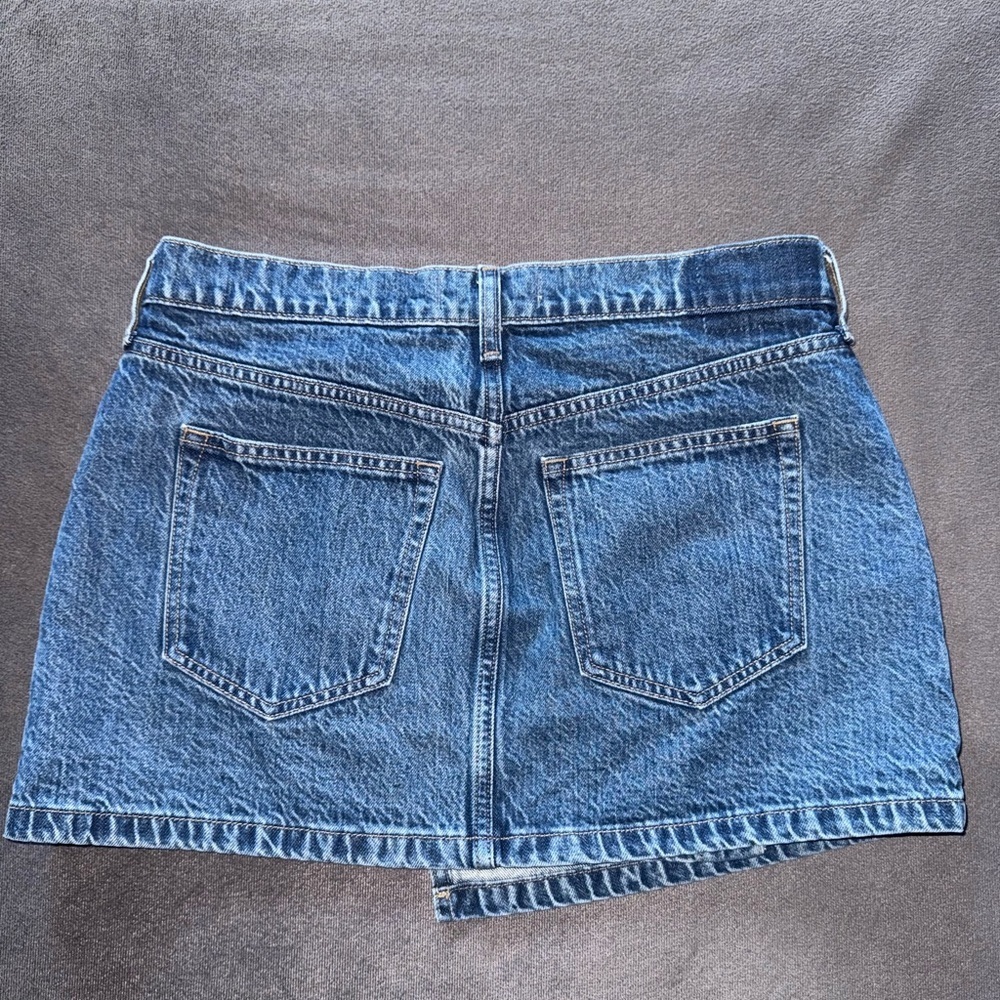 NWOT Abercrombie & Fitch Mid Rise Denim Wrap Mini Skirt 27 4 Medium Blue Denim - Picture 5 of 10